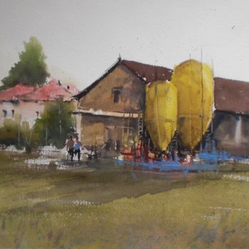 Картина под названием "silos" - Giorgio Gosti, Подлинное произведение искусства, Акварель