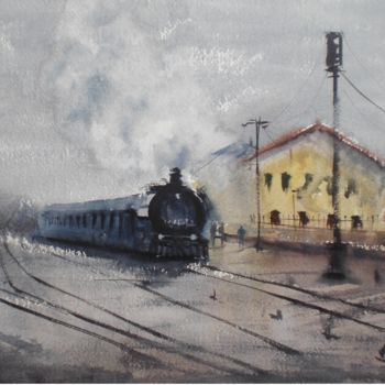 Peinture intitulée "trains 4" par Giorgio Gosti, Œuvre d'art originale, Aquarelle