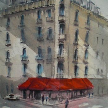 Malarstwo zatytułowany „Parisian cafè 5” autorstwa Giorgio Gosti, Oryginalna praca, Akwarela