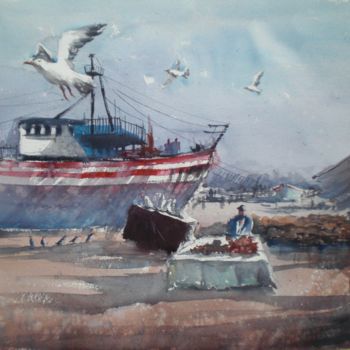 Peinture intitulée "Essaouria's harbor" par Giorgio Gosti, Œuvre d'art originale, Aquarelle