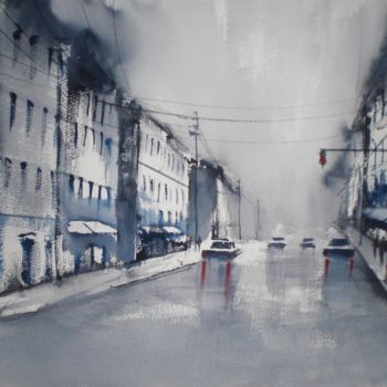Painting titled "an imaginary city 12" by Giorgio Gosti, Original Artwork, Watercolor