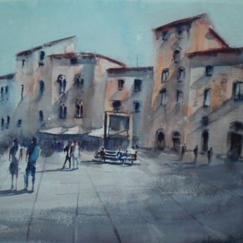 Schilderij getiteld "Tuscany villages 3" door Giorgio Gosti, Origineel Kunstwerk, Aquarel