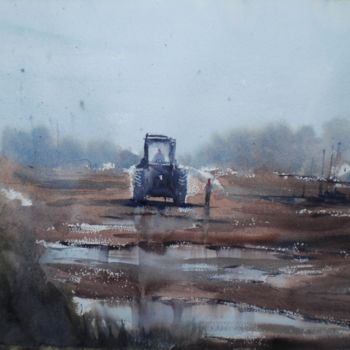 Painting titled "the tractor 4" by Giorgio Gosti, Original Artwork, Watercolor