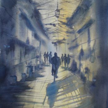 Painting titled "Marrakech' souk" by Giorgio Gosti, Original Artwork, Watercolor