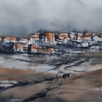 Painting titled "an imaginary village" by Giorgio Gosti, Original Artwork, Watercolor