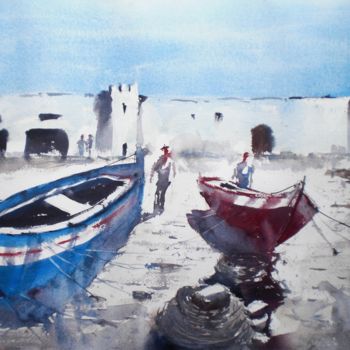 Pittura intitolato "boats 16" da Giorgio Gosti, Opera d'arte originale, Acquarello