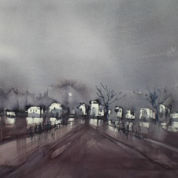 Painting titled "an imaginary city 15" by Giorgio Gosti, Original Artwork, Watercolor