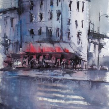 "Parisian cafè 6" başlıklı Tablo Giorgio Gosti tarafından, Orijinal sanat, Suluboya