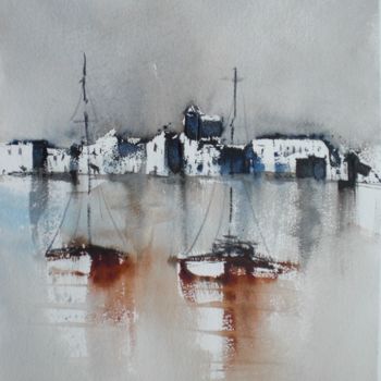 Painting titled "boats 17" by Giorgio Gosti, Original Artwork, Watercolor