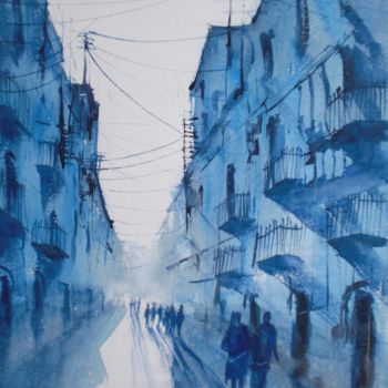 Pintura intitulada "an imaginary city 19" por Giorgio Gosti, Obras de arte originais, Aquarela