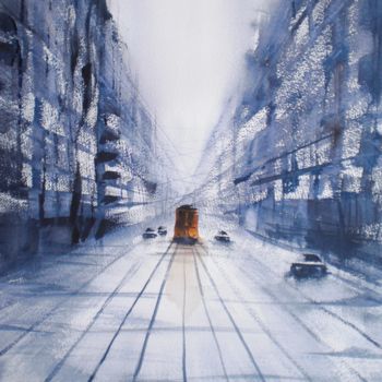 Pintura intitulada "an imaginary city 20" por Giorgio Gosti, Obras de arte originais, Aquarela