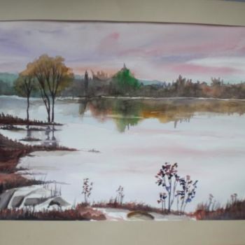 Painting titled "riflessi sul lago" by Giorgio Gosti, Original Artwork, Oil