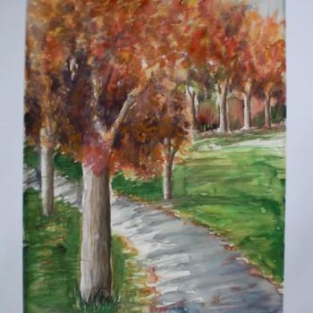 Pintura intitulada "Strada d'autunno" por Giorgio Gosti, Obras de arte originais