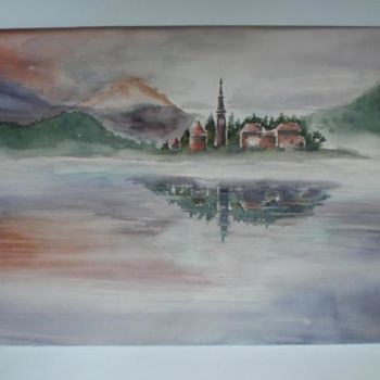 Malerei mit dem Titel "borgo sul lago" von Giorgio Gosti, Original-Kunstwerk