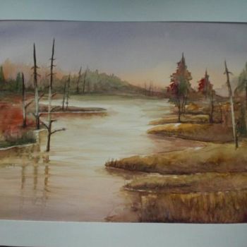 Painting titled "fiume d'autunno" by Giorgio Gosti, Original Artwork