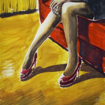 Pintura titulada "le gambe di Ambra" por Giorgio Gosti, Obra de arte original, Acuarela