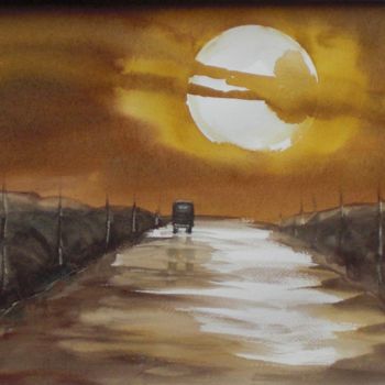 Картина под названием "the road" - Giorgio Gosti, Подлинное произведение искусства, Акварель