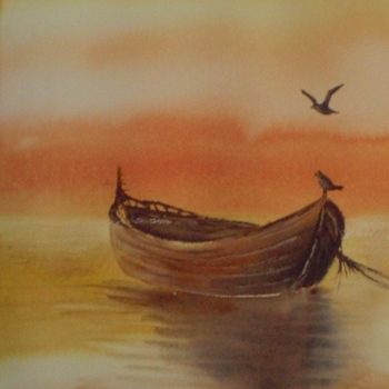 Painting titled "the boat" by Giorgio Gosti, Original Artwork, Watercolor