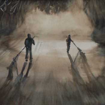 Schilderij getiteld "shadows" door Giorgio Gosti, Origineel Kunstwerk, Aquarel