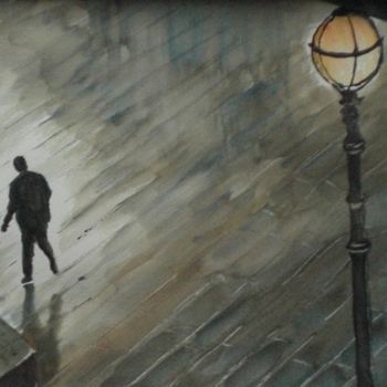 Schilderij getiteld "walk in the night" door Giorgio Gosti, Origineel Kunstwerk, Aquarel