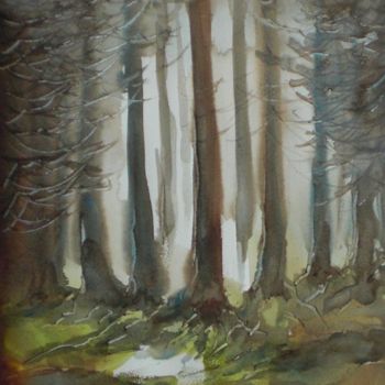 Pittura intitolato "the forest" da Giorgio Gosti, Opera d'arte originale, Acquarello