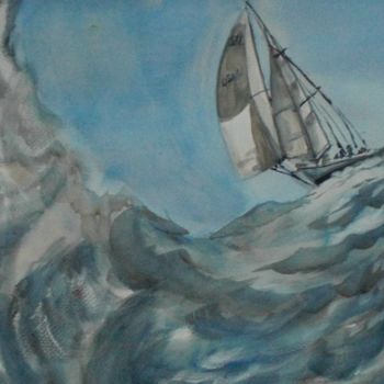 Картина под названием "waves" - Giorgio Gosti, Подлинное произведение искусства, Акварель