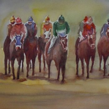 Painting titled "the race" by Giorgio Gosti, Original Artwork, Watercolor