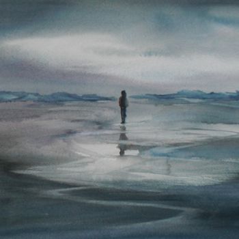 Peinture intitulée "salt lake" par Giorgio Gosti, Œuvre d'art originale, Aquarelle