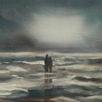Painting titled "alone" by Giorgio Gosti, Original Artwork, Watercolor