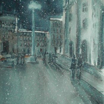 Painting titled "milano under the sn…" by Giorgio Gosti, Original Artwork, Watercolor
