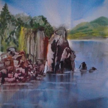 Painting titled "the rock" by Giorgio Gosti, Original Artwork, Watercolor