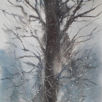 Schilderij getiteld "the tree" door Giorgio Gosti, Origineel Kunstwerk, Aquarel
