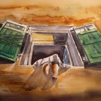 Pintura intitulada "out of the window" por Giorgio Gosti, Obras de arte originais, Aquarela