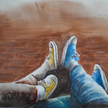 Peinture intitulée "together" par Giorgio Gosti, Œuvre d'art originale, Aquarelle