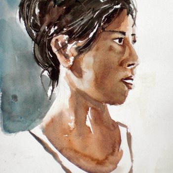 Painting titled "Donna Flores" by Giorgio Gosti, Original Artwork, Watercolor