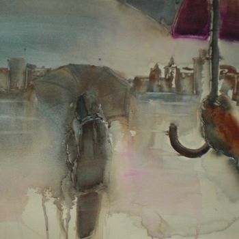 Painting titled "umbrellas" by Giorgio Gosti, Original Artwork, Watercolor