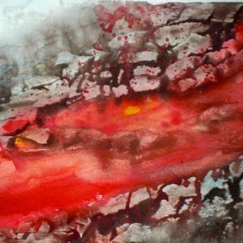 Peinture intitulée "fire river" par Giorgio Gosti, Œuvre d'art originale, Aquarelle