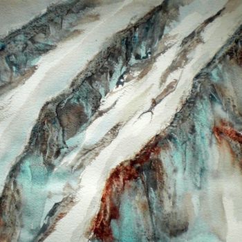 Painting titled "snowy mountains" by Giorgio Gosti, Original Artwork, Watercolor