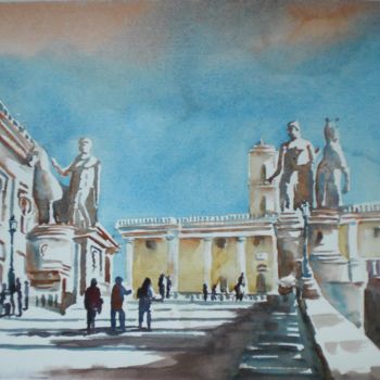 Malerei mit dem Titel "Campidoglio - Rome" von Giorgio Gosti, Original-Kunstwerk, Aquarell