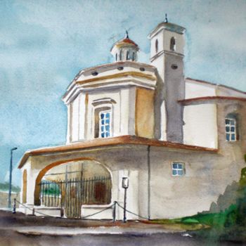 Schilderij getiteld "Concezione' church-…" door Giorgio Gosti, Origineel Kunstwerk, Aquarel