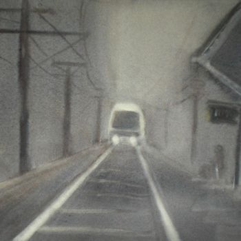 Painting titled "fog station" by Giorgio Gosti, Original Artwork, Watercolor