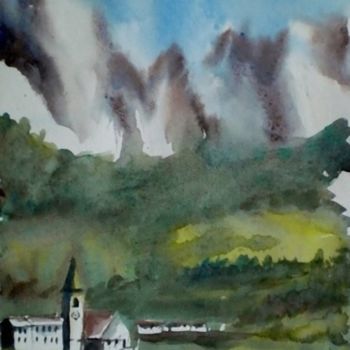 Painting titled "on the mountains" by Giorgio Gosti, Original Artwork, Watercolor