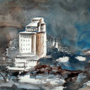 Painting titled "abbey" by Giorgio Gosti, Original Artwork, Watercolor