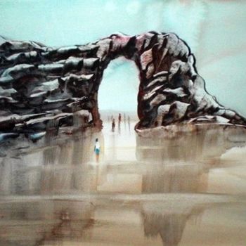 Painting titled "walking on the seas…" by Giorgio Gosti, Original Artwork, Watercolor