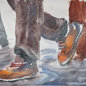 Malerei mit dem Titel "feet and legs" von Giorgio Gosti, Original-Kunstwerk, Aquarell