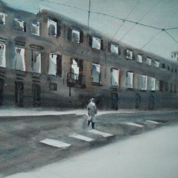 Schilderij getiteld "old Milan" door Giorgio Gosti, Origineel Kunstwerk, Aquarel