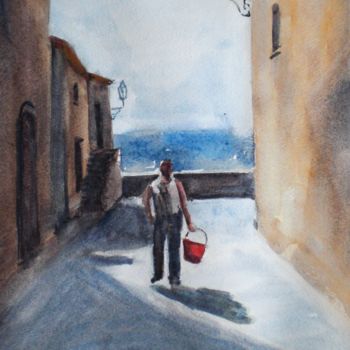 Painting titled "the farmer" by Giorgio Gosti, Original Artwork, Watercolor