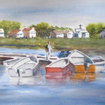 Painting titled "boats" by Giorgio Gosti, Original Artwork, Watercolor