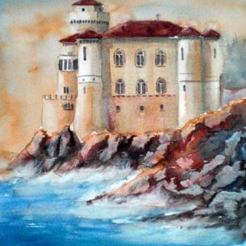 Painting titled "Boccale's castle" by Giorgio Gosti, Original Artwork, Watercolor