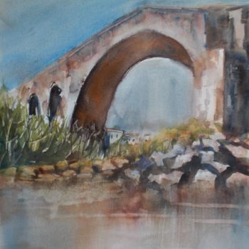 Ζωγραφική με τίτλο "the bridge" από Giorgio Gosti, Αυθεντικά έργα τέχνης, Ακουαρέλα
